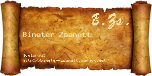 Bineter Zsanett névjegykártya